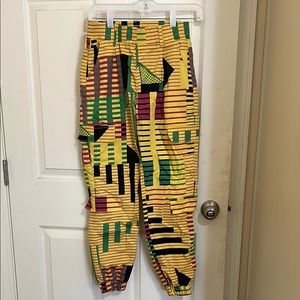 VIP Yellow and Green Geometric Track Pants